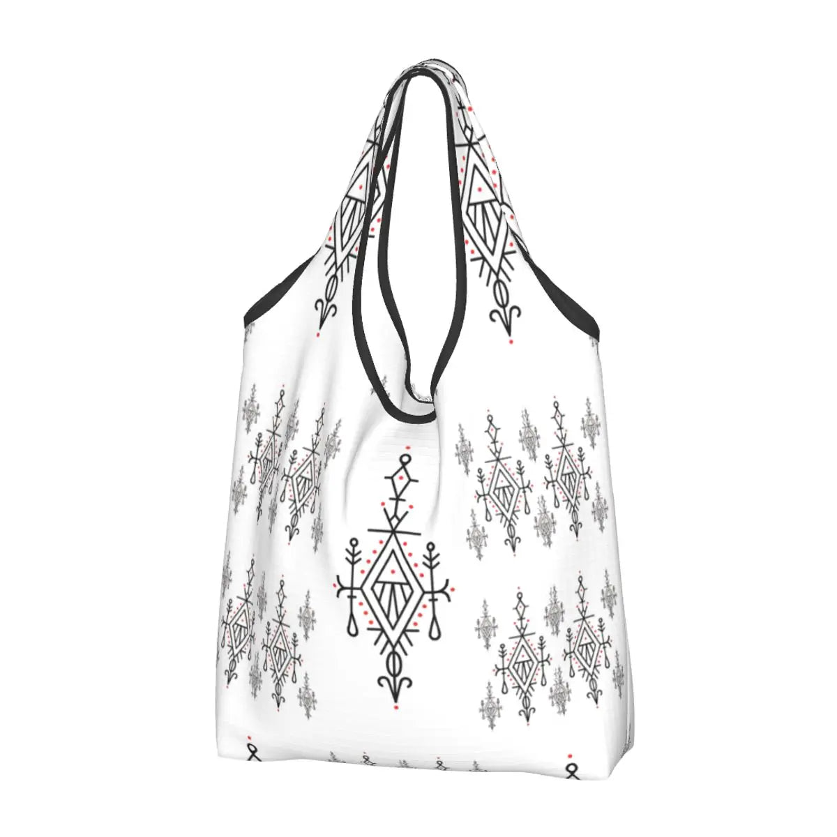 Custom Kabyle Jewelry Shopping Bags Women Portable Large Capacity Groceries Amazigh Carpet Berber Shopper Tote Bags