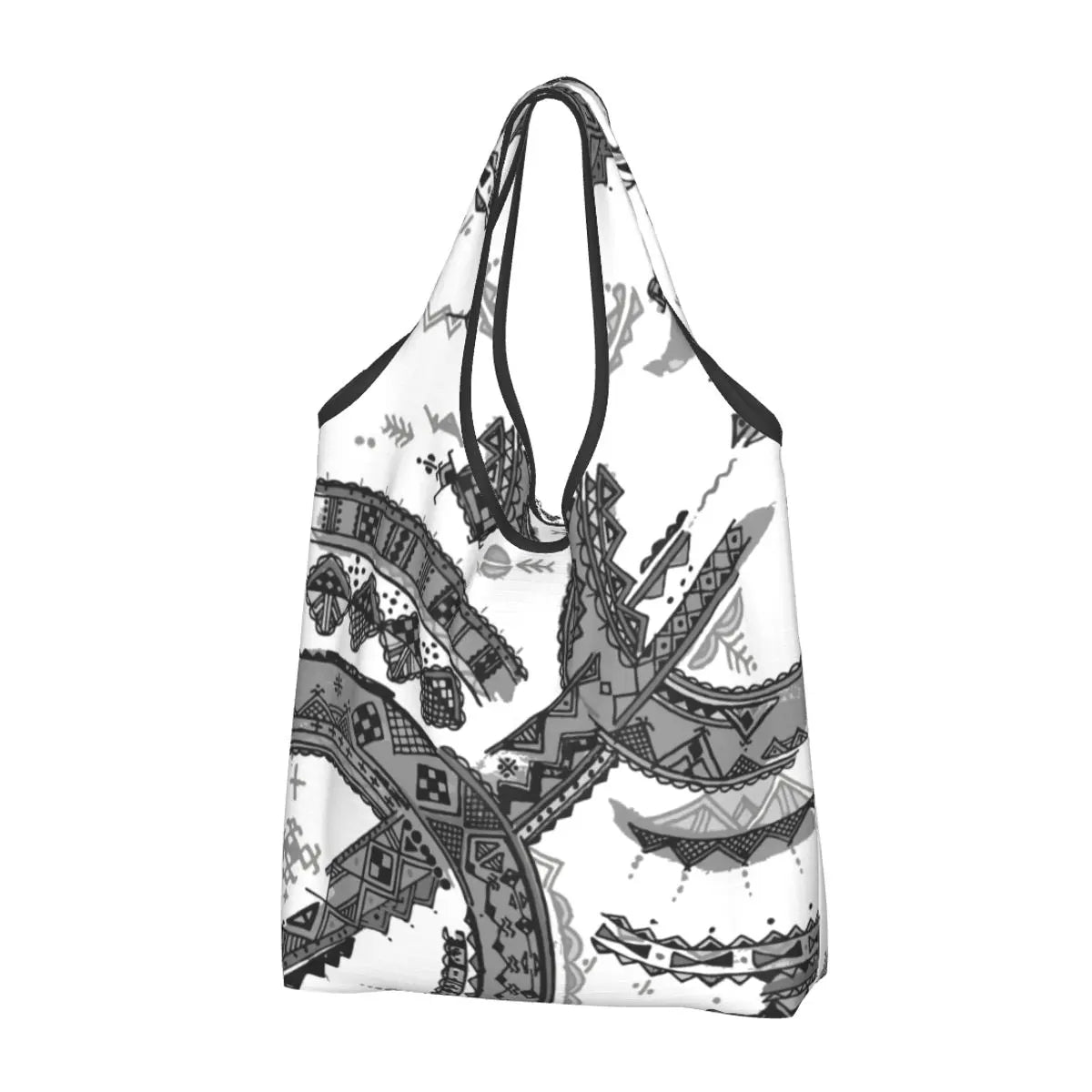 Custom Kabyle Jewelry Shopping Bags Women Portable Large Capacity Groceries Amazigh Carpet Berber Shopper Tote Bags