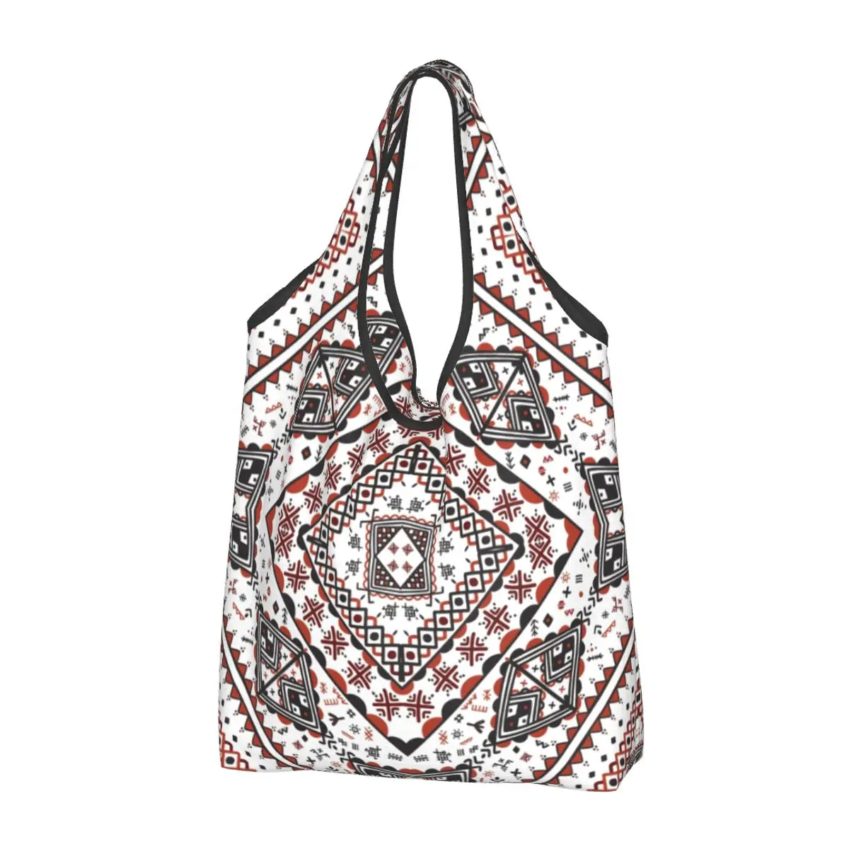 Custom Kabyle Jewelry Shopping Bags Women Portable Large Capacity Groceries Amazigh Carpet Berber Shopper Tote Bags