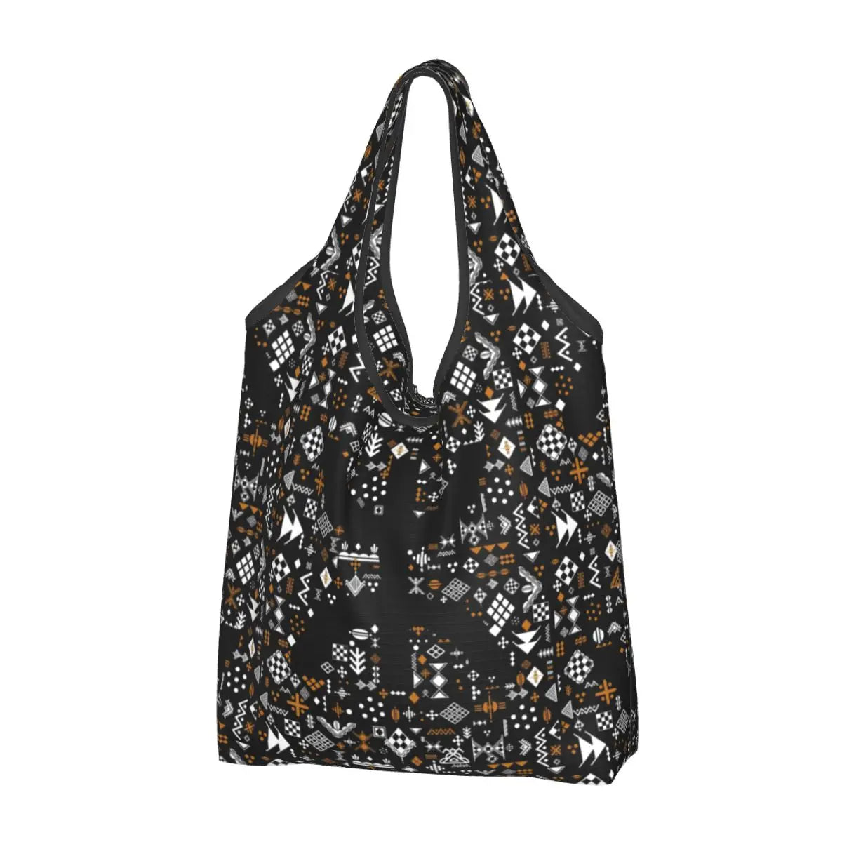 Custom Kabyle Jewelry Shopping Bags Women Portable Large Capacity Groceries Amazigh Carpet Berber Shopper Tote Bags