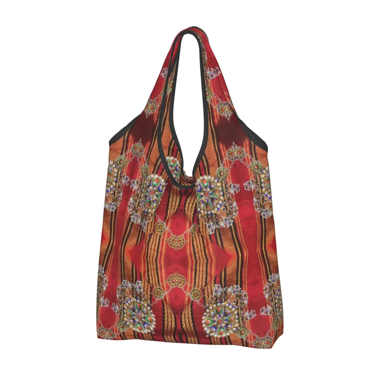 Custom Kabyle Jewelry Shopping Bags Women Portable Large Capacity Groceries Amazigh Carpet Berber Shopper Tote Bags