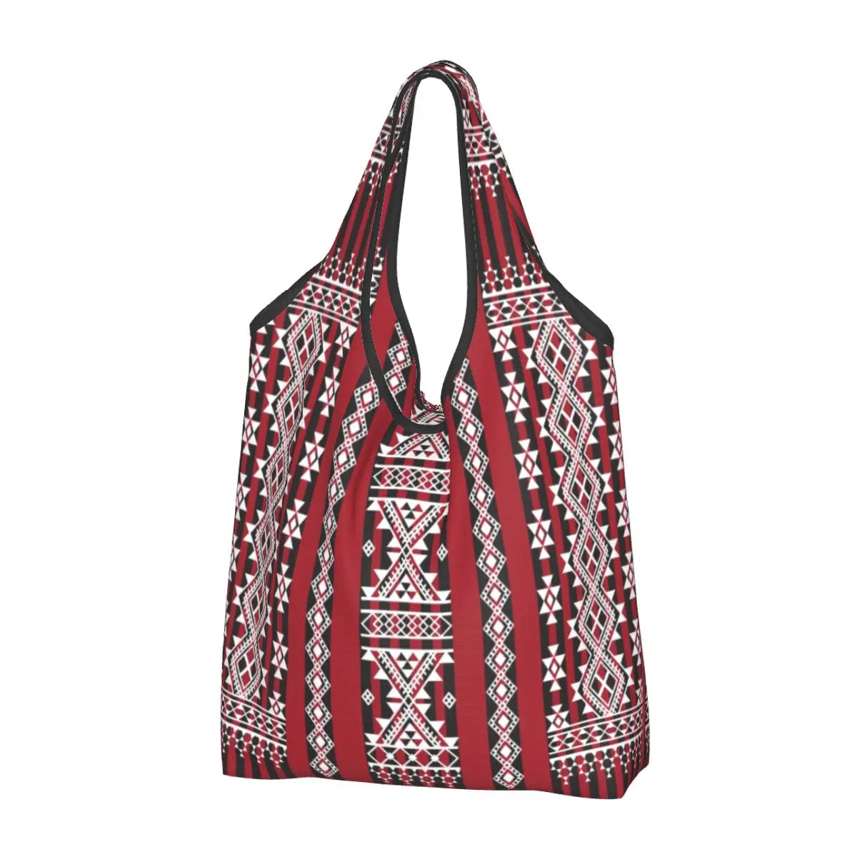 Custom Kabyle Jewelry Shopping Bags Women Portable Large Capacity Groceries Amazigh Carpet Berber Shopper Tote Bags