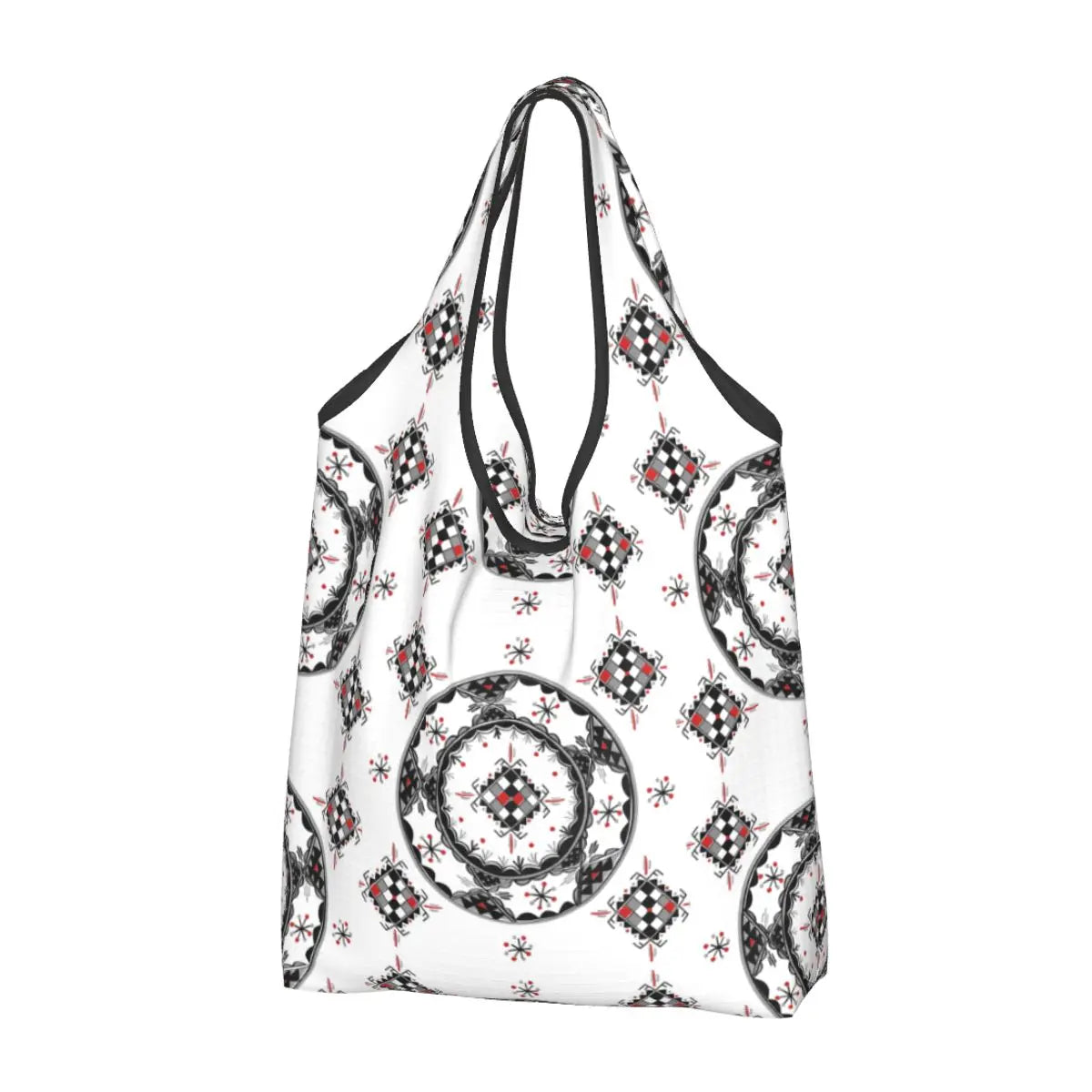Custom Kabyle Jewelry Shopping Bags Women Portable Large Capacity Groceries Amazigh Carpet Berber Shopper Tote Bags