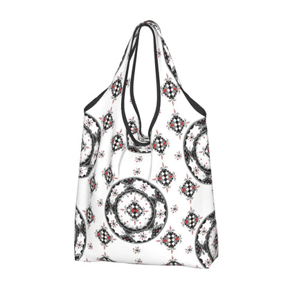 Custom Kabyle Jewelry Shopping Bags Women Portable Large Capacity Groceries Amazigh Carpet Berber Shopper Tote Bags