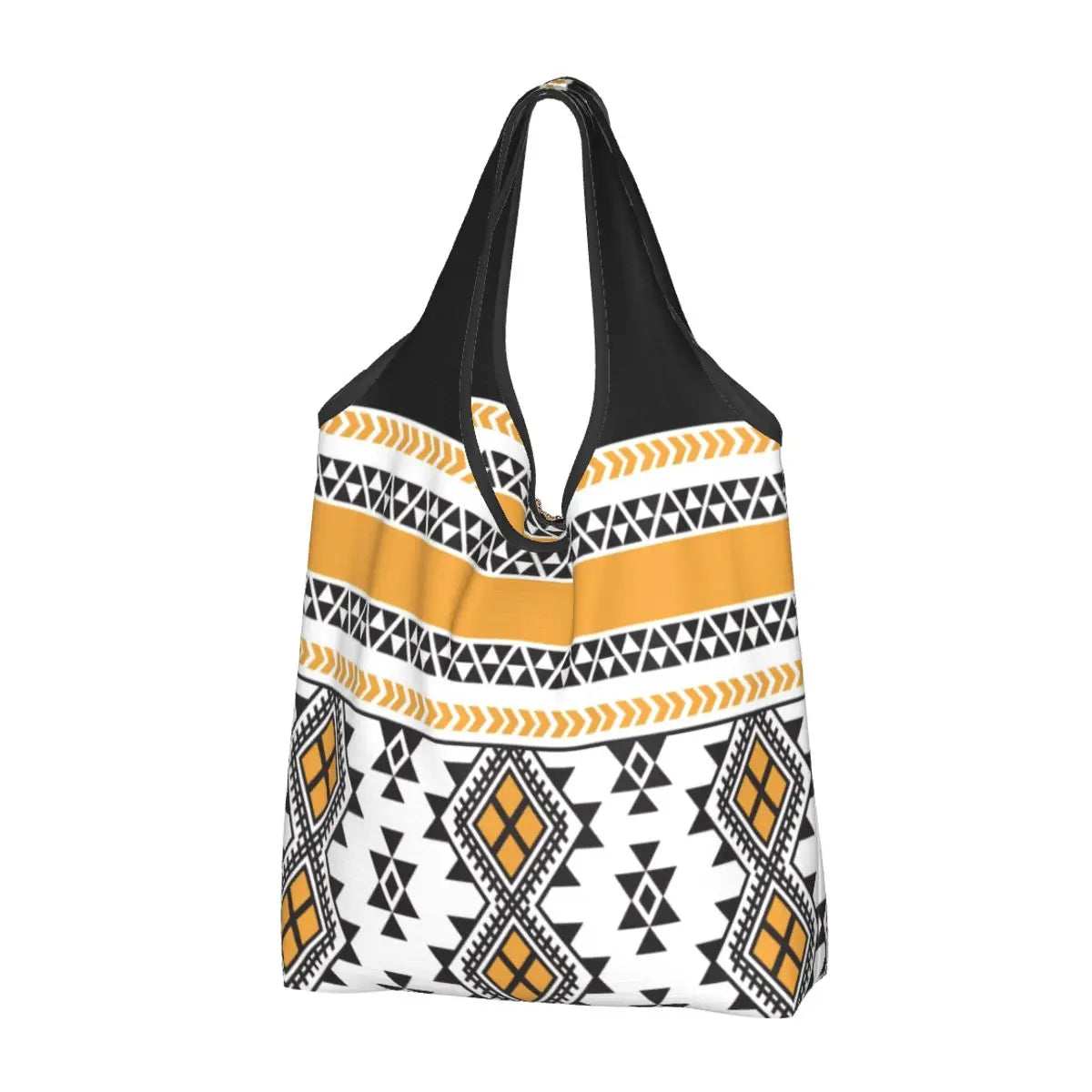 Custom Kabyle Jewelry Shopping Bags Women Portable Large Capacity Groceries Amazigh Carpet Berber Shopper Tote Bags