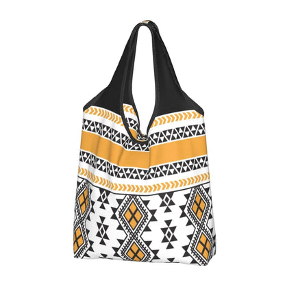 Custom Kabyle Jewelry Shopping Bags Women Portable Large Capacity Groceries Amazigh Carpet Berber Shopper Tote Bags
