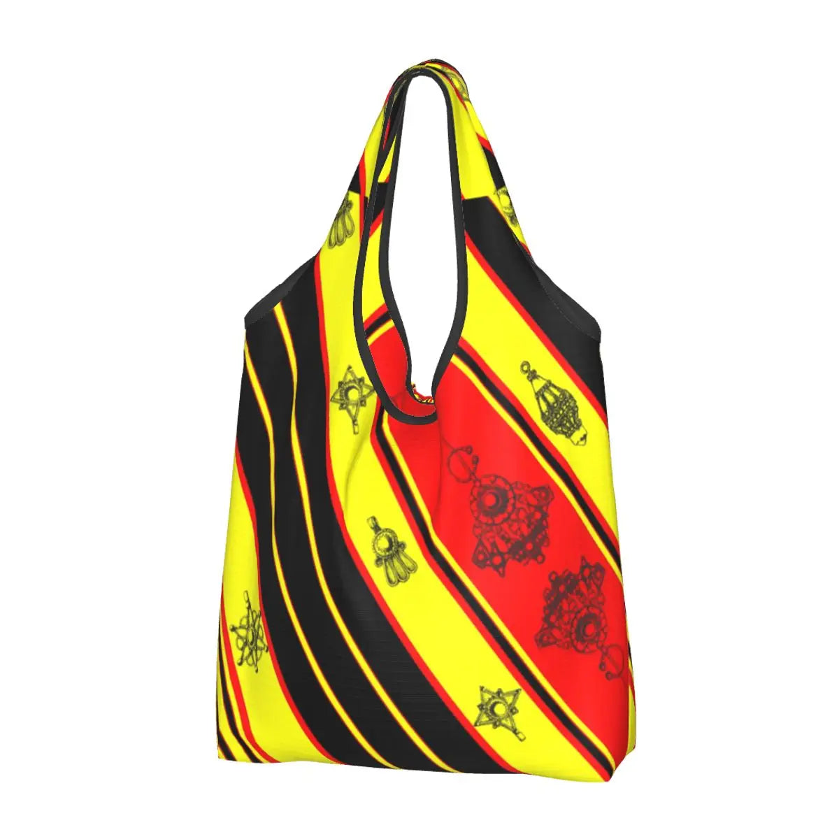 Custom Kabyle Jewelry Shopping Bags Women Portable Large Capacity Groceries Amazigh Carpet Berber Shopper Tote Bags